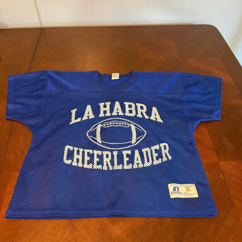Russell Athletic La Habra Cheerleader Mesh Jersey Blue Youth XL Vintage